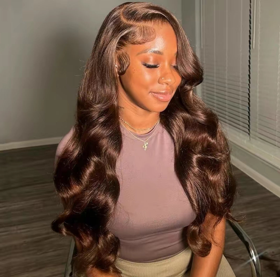 Chocolate Brown Body Wave Lace Frontal