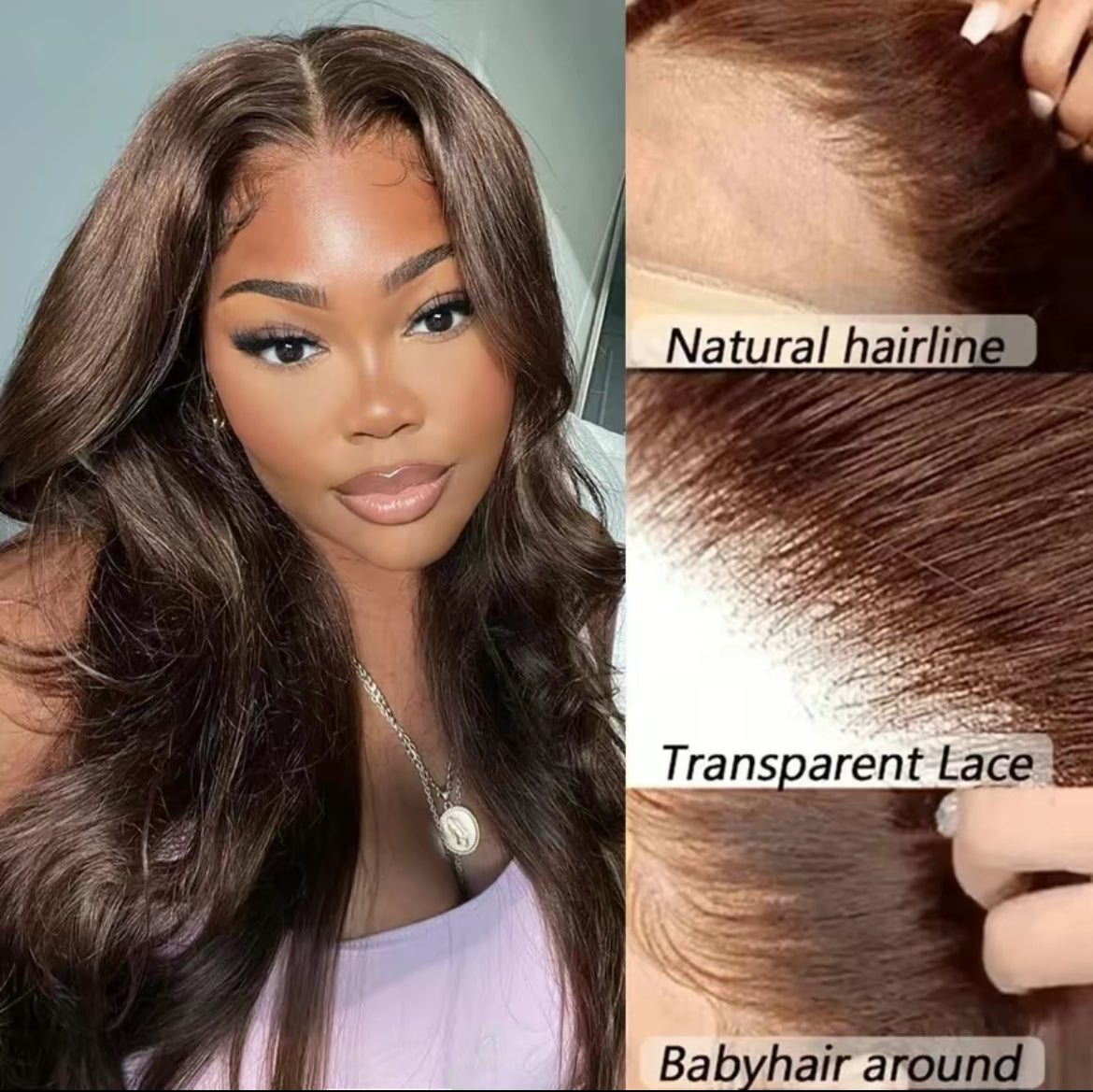 Chocolate Brown Body Wave Lace Frontal
